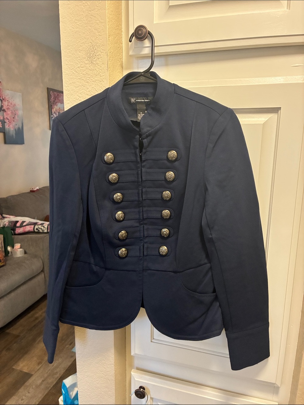 INC International Concepts Navy Military-Style Blazer - Picture 4 of 13